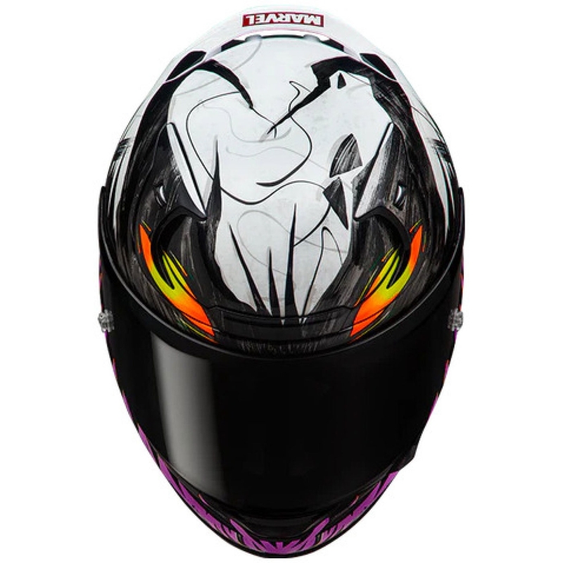 Мото каска за цял нос HJC RPHA 12 Anti Venom 2 Marvel MC8 черно-бяло-лилаво