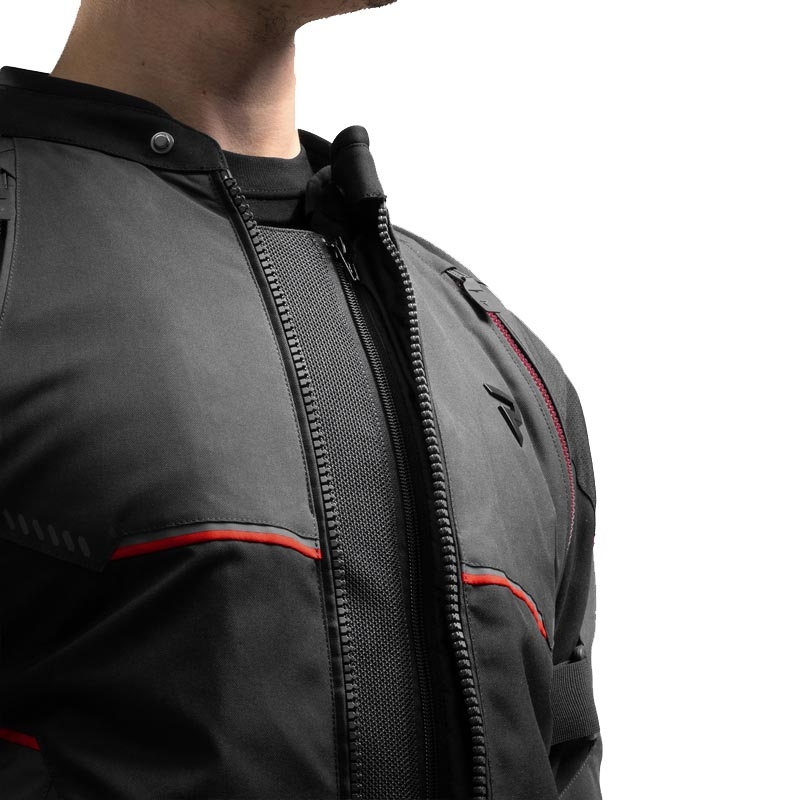 Мотоциклетно яке Rebelhorn Swift черно-тъмносиво-червено