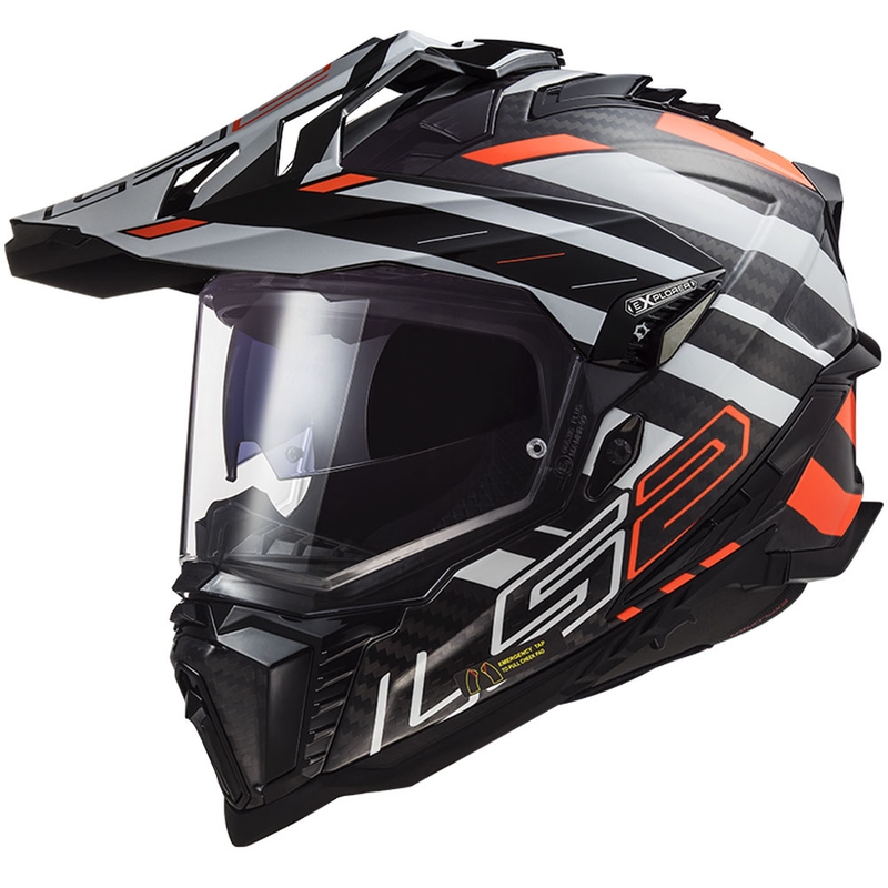 Каска за ендуро LS2 MX701 Explorer C Edge 06 черно-сиво-флуо оранжево