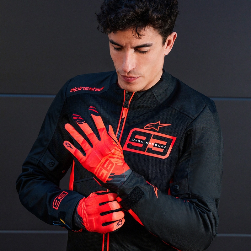 Мотоциклетни ръкавици Alpinestars Reef V2 MM93, Fluo Collection, червено-червено-черно