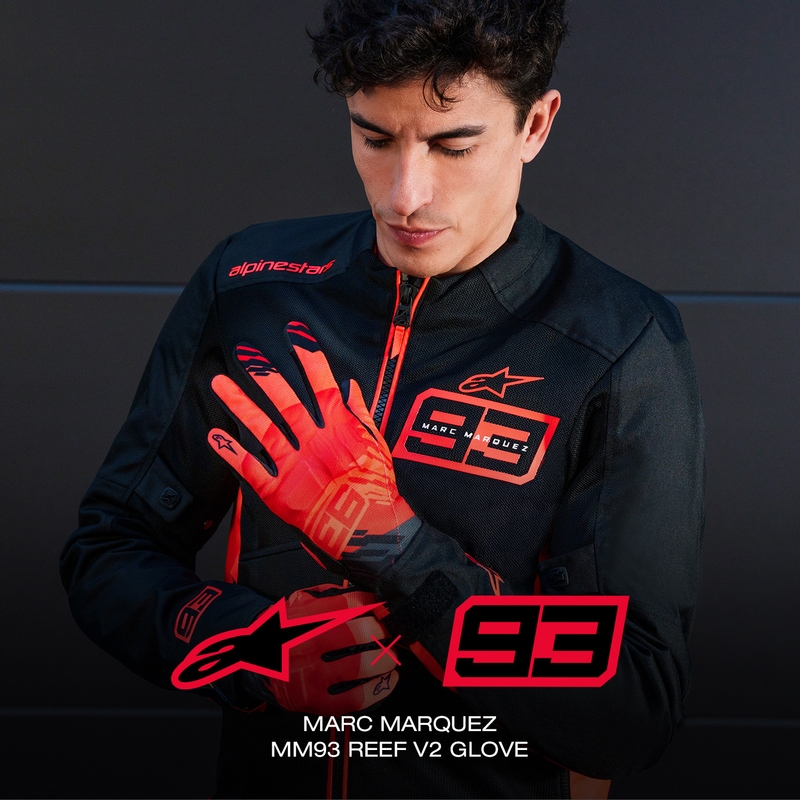 Мотоциклетни ръкавици Alpinestars Reef V2 MM93, Fluo Collection, червено-червено-черно