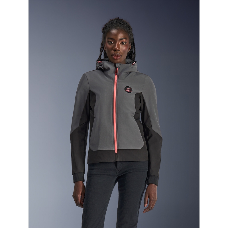 Дамско мотоциклетно яке Alpinestars Stella Radium Tech Hoodie, тъмносиво-черно-розово