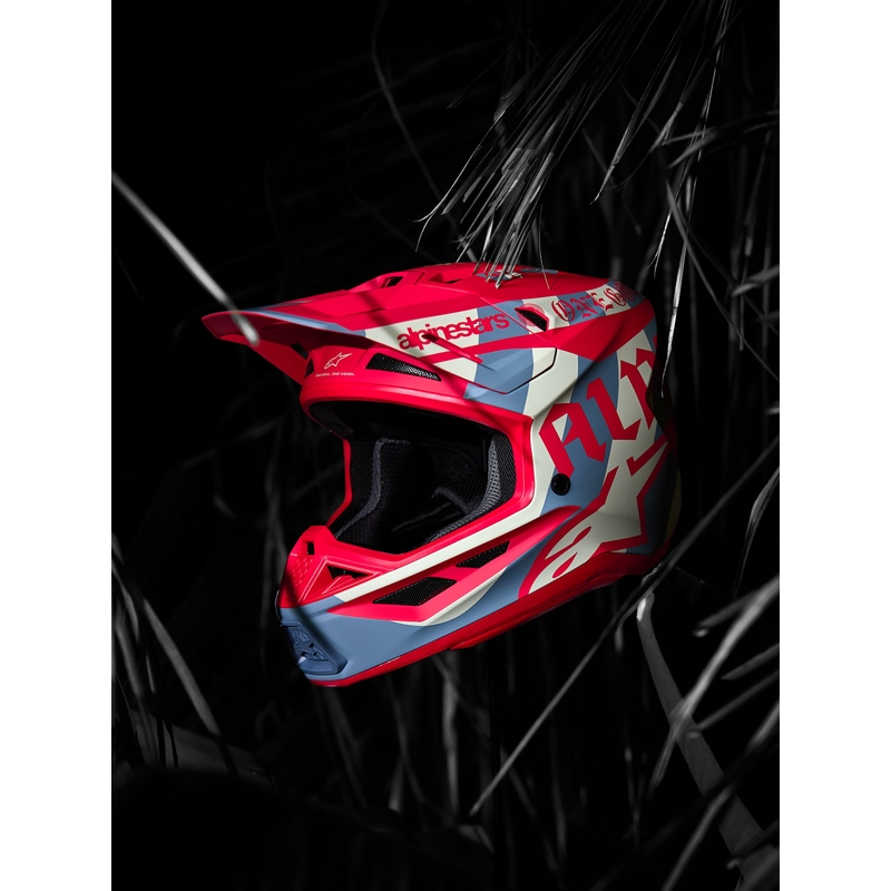 Alpinestars Supertech S-M7 лимитирана серия Beast Coast мотокрос каска сиво-черно-оранжева