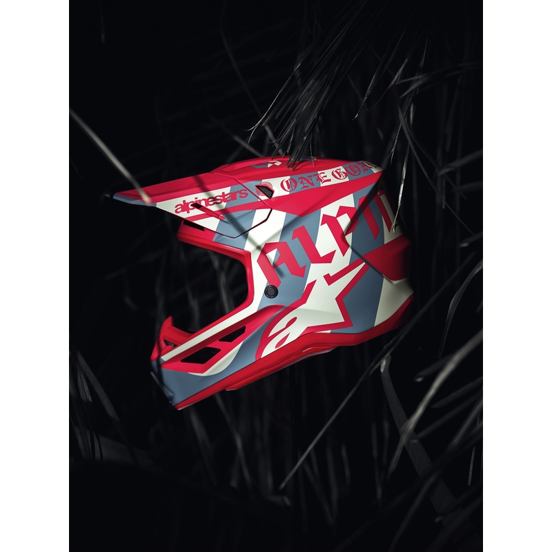 Alpinestars Supertech S-M7 лимитирана серия Beast Coast мотокрос каска сиво-черно-оранжева