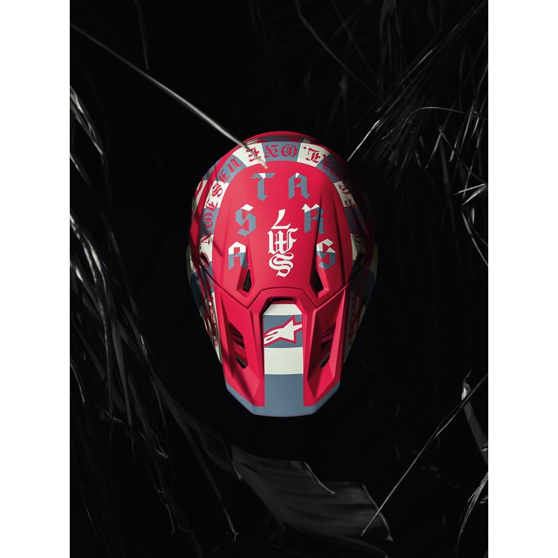 Alpinestars Supertech S-M7 лимитирана серия Beast Coast мотокрос каска сиво-черно-оранжева