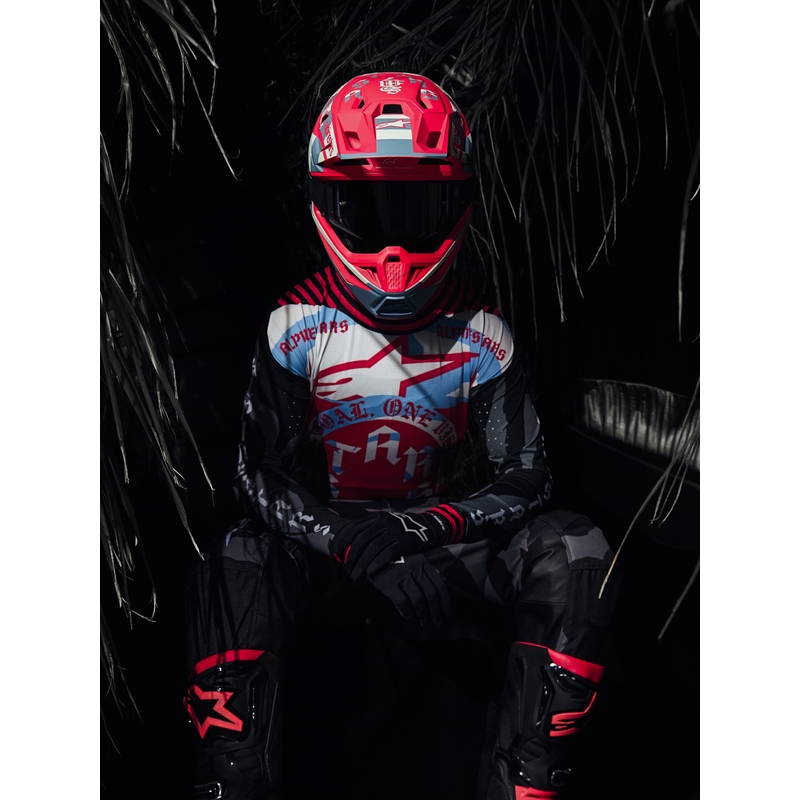 Alpinestars Supertech S-M7 лимитирана серия Beast Coast мотокрос каска сиво-черно-оранжева