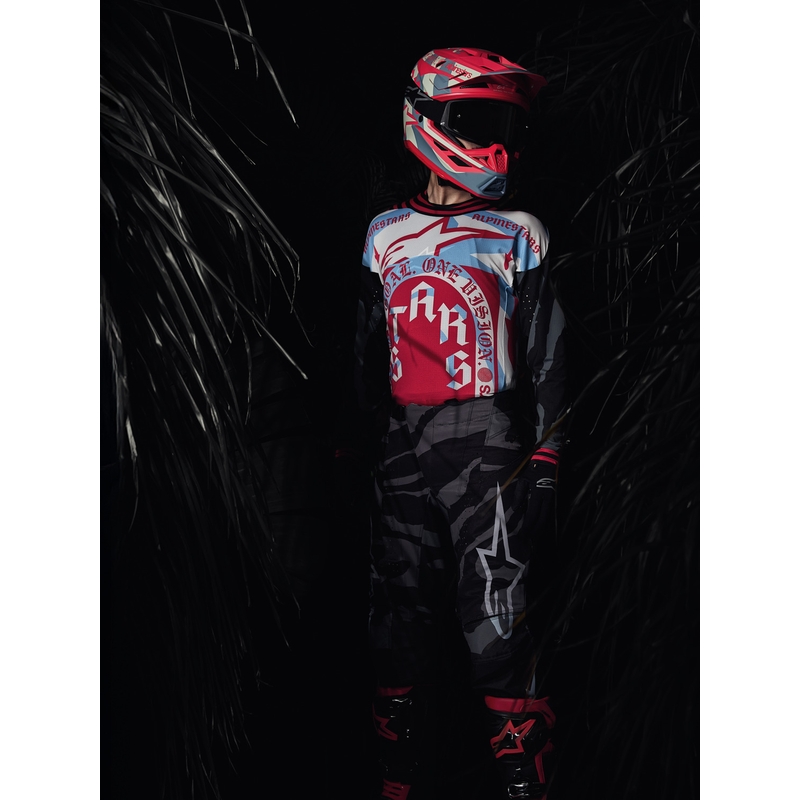 Alpinestars Supertech S-M7 лимитирана серия Beast Coast мотокрос каска сиво-черно-оранжева