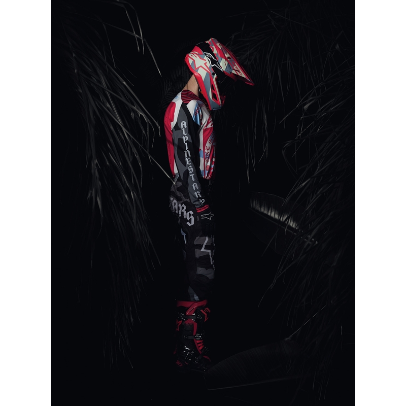 Alpinestars Supertech S-M7 лимитирана серия Beast Coast мотокрос каска сиво-черно-оранжева