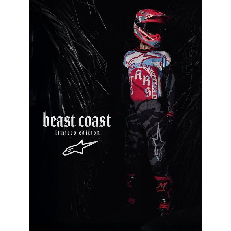 Alpinestars Supertech S-M7 лимитирана серия Beast Coast мотокрос каска сиво-черно-оранжева