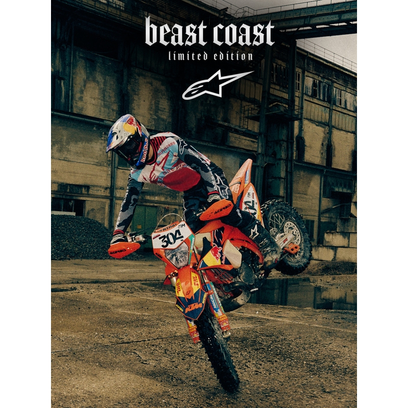 Alpinestars Supertech S-M7 лимитирана серия Beast Coast мотокрос каска сиво-черно-оранжева