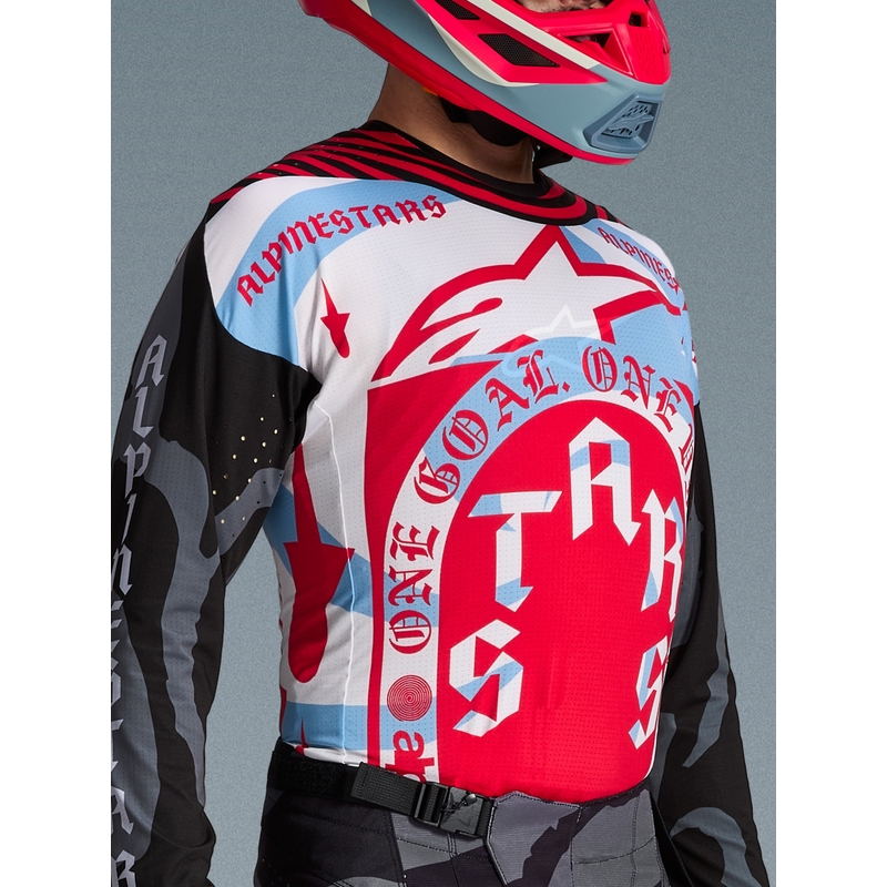 Alpinestars Techstar лимитирана серия Beast Coast мотокрос фланелка, сиво-черно-оранжева