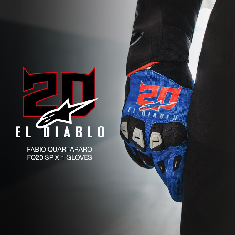 Колекция мотоциклетни ръкавици Alpinestars SP X 1 FQ20, синьо-черно-флуоресцентно червено