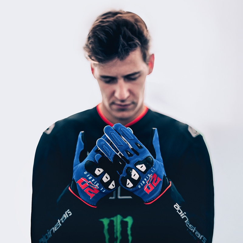 Колекция мотоциклетни ръкавици Alpinestars SP X 1 FQ20, синьо-черно-флуоресцентно червено