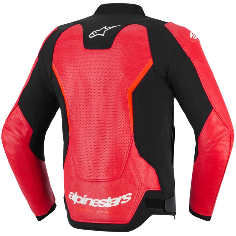 Кожено мотоциклетно яке Alpinestars GP Force V2 Airflow, флуоресцентно червено-черно-бяло