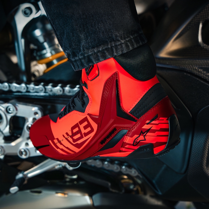 Мотоциклетни ботуши Alpinestars Faster-4 MM93, колекция fluo, червено-червено-черно