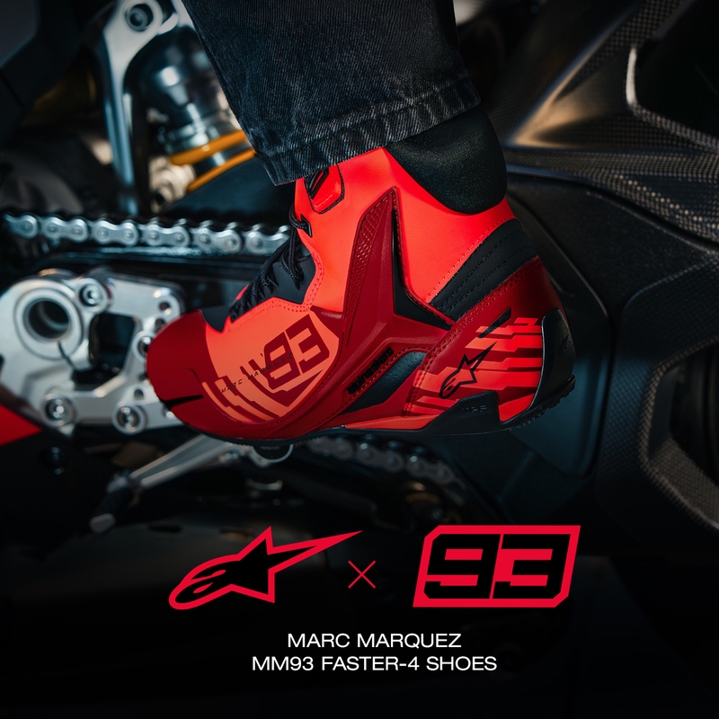 Мотоциклетни ботуши Alpinestars Faster-4 MM93, колекция fluo, червено-червено-черно