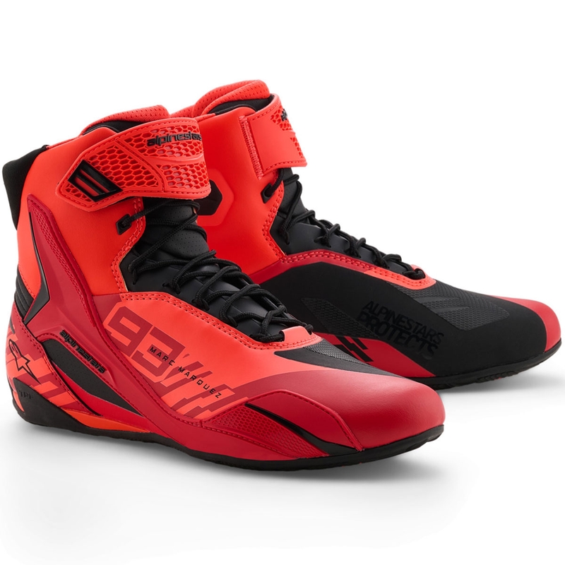 Мотоциклетни ботуши Alpinestars Faster-4 MM93, колекция fluo, червено-червено-черно