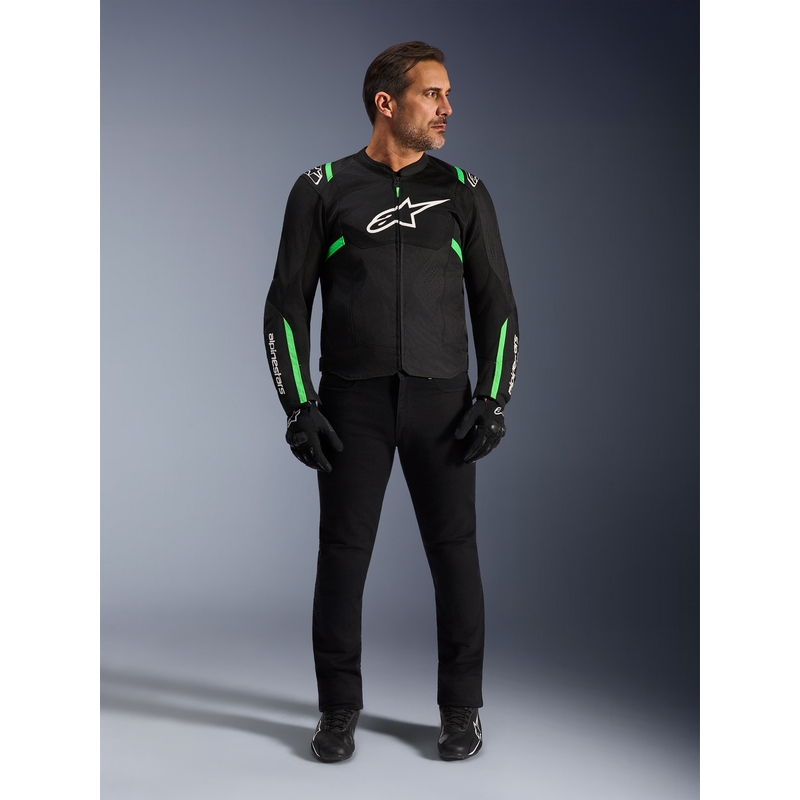 Мотоциклетно яке Alpinestars T-SPS Air V2, черно-флуоресцентно зелено