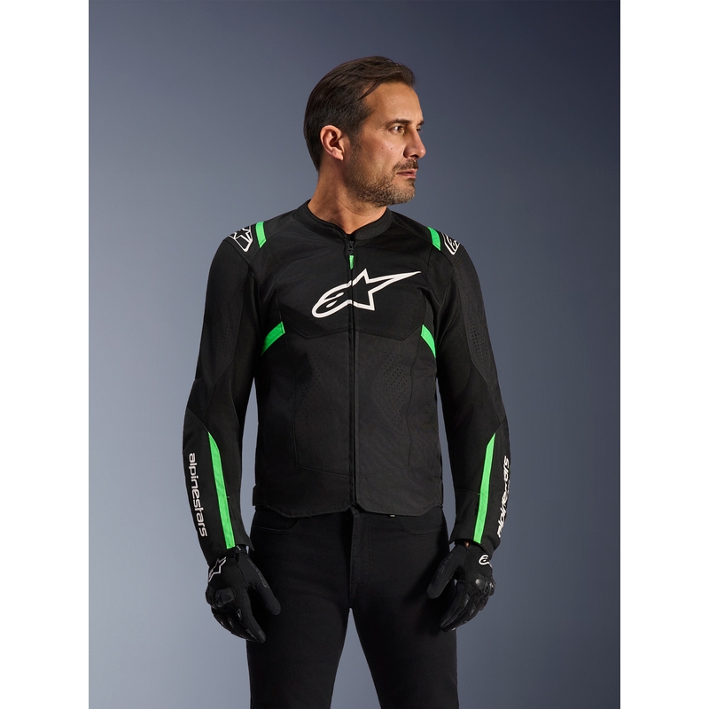 Мотоциклетно яке Alpinestars T-SPS Air V2, черно-флуоресцентно зелено