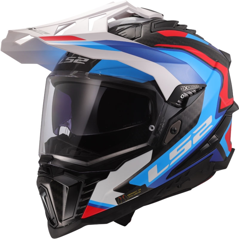 Ендуро мотоциклетна каска LS2 MX701 Explorer C Frontier II бяло-синя - 2-ро качество - II. качество