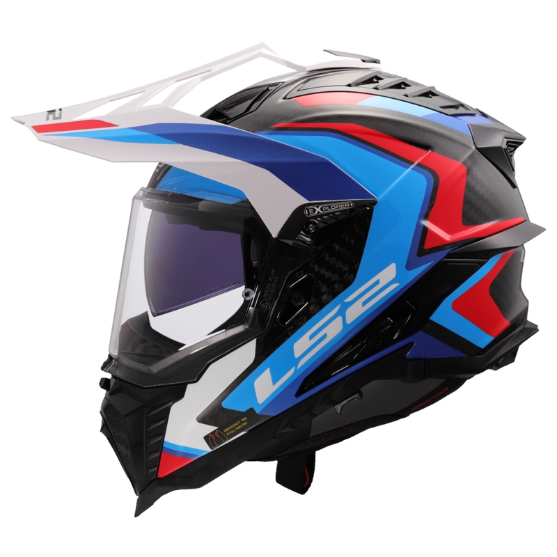 Ендуро мотоциклетна каска LS2 MX701 Explorer C Frontier II бяло-синя - 2-ро качество - II. качество