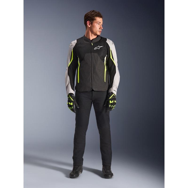 Яке за мотоциклет Alpinestars AST V3 Air, бяло-флуоресцентно жълто-черно