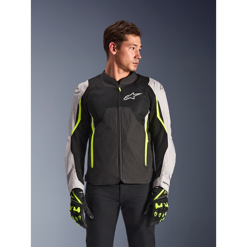Яке за мотоциклет Alpinestars AST V3 Air, бяло-флуоресцентно жълто-черно