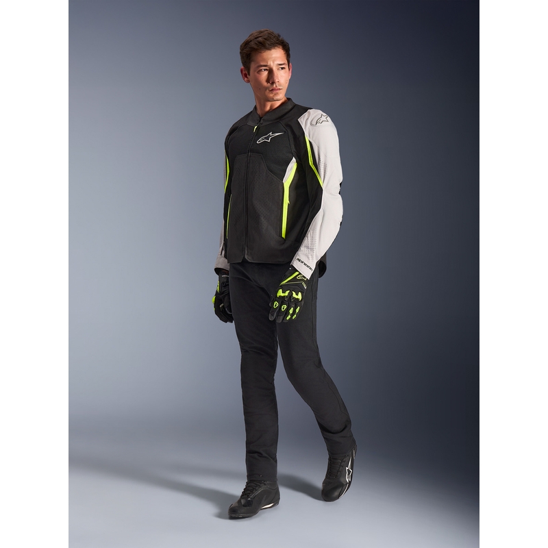 Яке за мотоциклет Alpinestars AST V3 Air, бяло-флуоресцентно жълто-черно