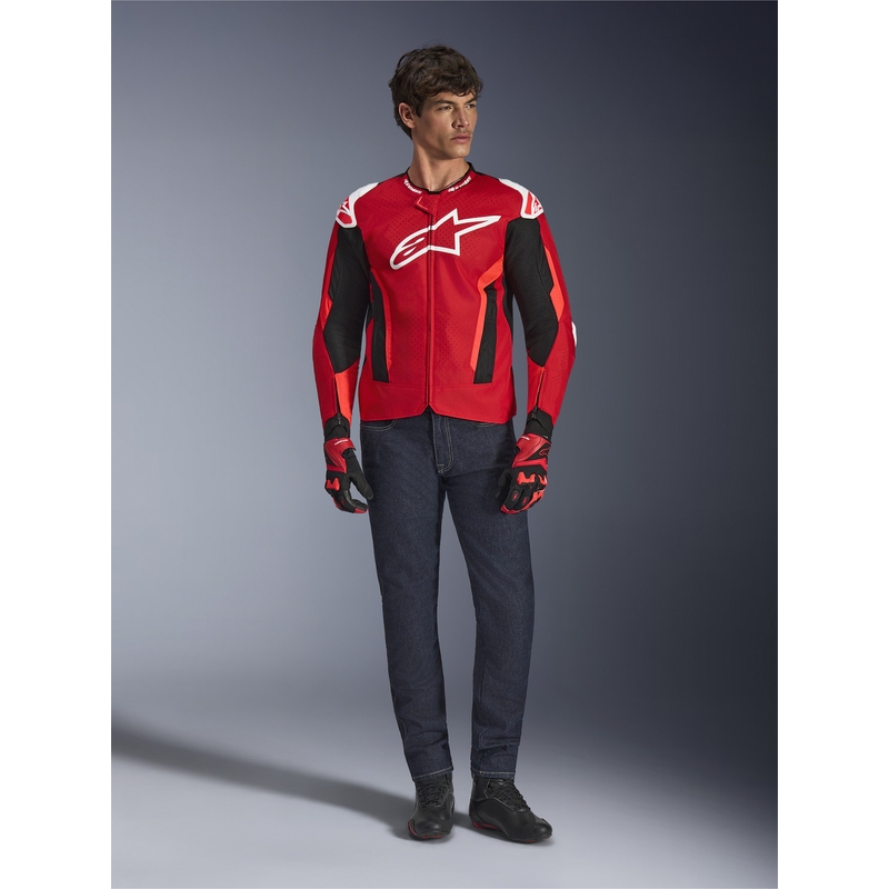 Яке за мотоциклет Alpinestars T-GP Air, червено-флуоресцентно червено-бяло-черно