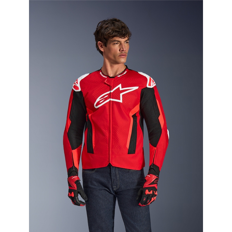 Яке за мотоциклет Alpinestars T-GP Air, червено-флуоресцентно червено-бяло-черно
