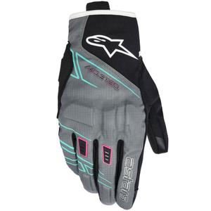 Дамски мотоциклетни ръкавици Alpinestars STELLA MOBLAST WATERPROOF сиво-черно-флуоресцентно розово-тюркоазено-бяло