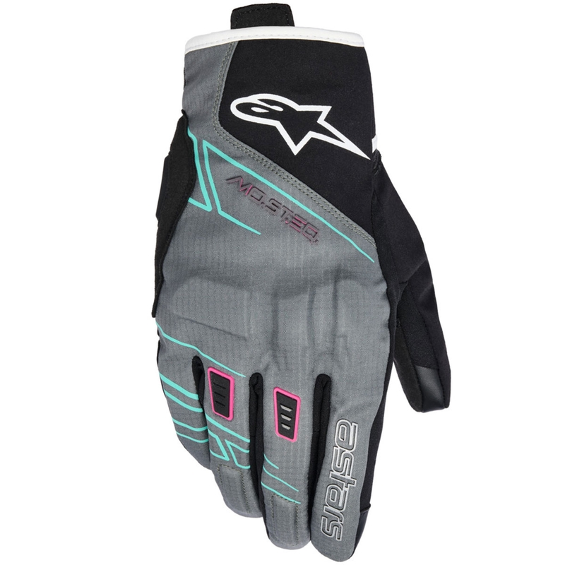 Дамски мотоциклетни ръкавици Alpinestars STELLA MOBLAST WATERPROOF сиво-черно-флуоресцентно розово-тюркоазено-бяло