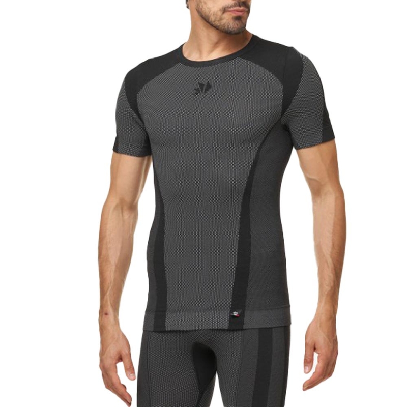 Функционална тениска с къс ръкав SIXS TS1 V2, черна, карбонова