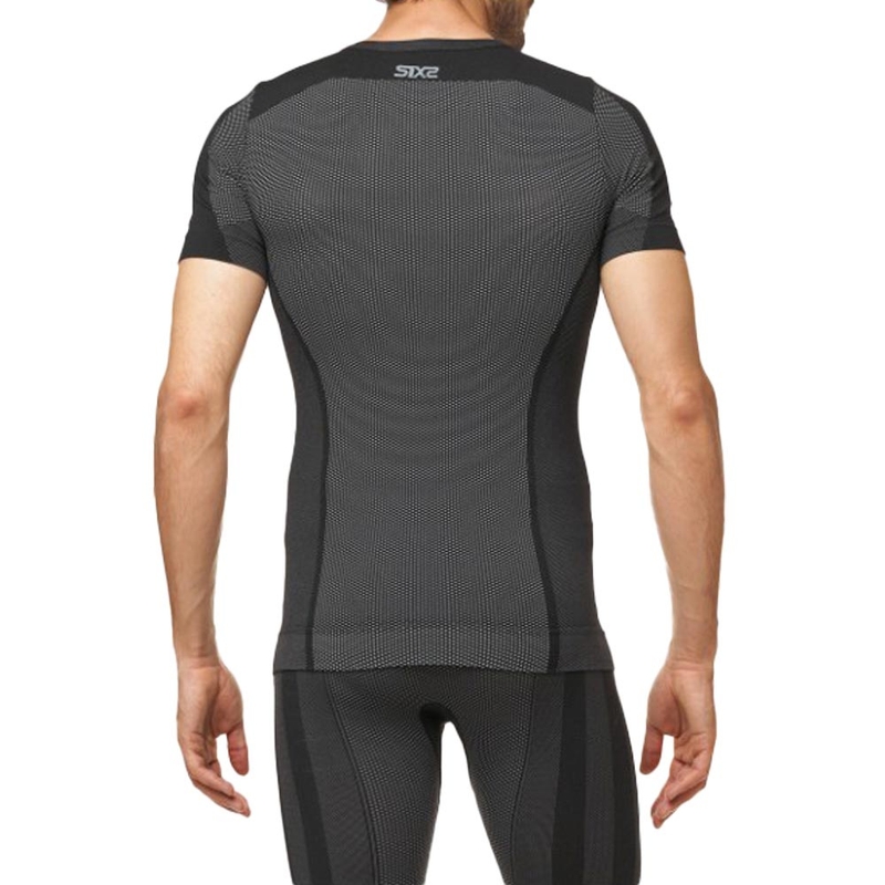 Функционална тениска с къс ръкав SIXS TS1 V2, черна, карбонова