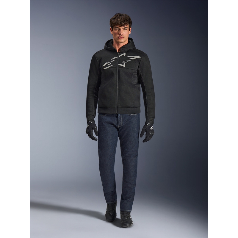 Мотоциклетен суитшърт Alpinestars Chrome Superairflow, черно-тъмносиво-бяло