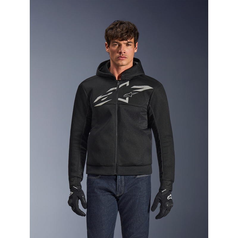 Мотоциклетен суитшърт Alpinestars Chrome Superairflow, черно-тъмносиво-бяло