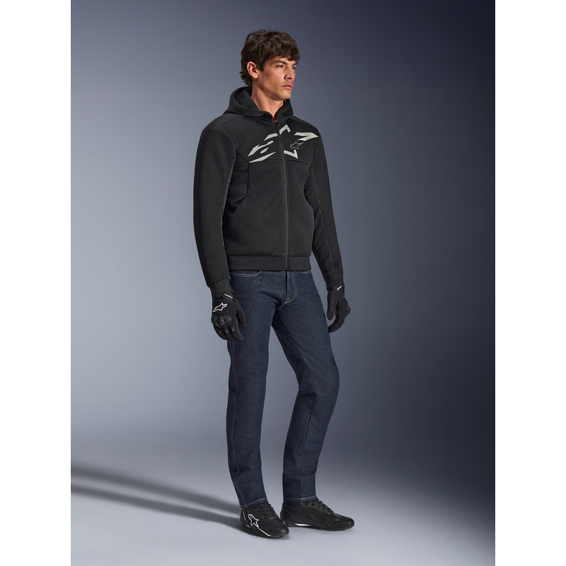 Мотоциклетен суитшърт Alpinestars Chrome Superairflow, черно-тъмносиво-бяло