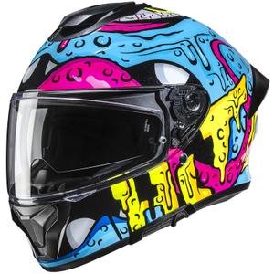 Мото каска за цял нос HJC C71 Squeeze MC28 синьо-жълто-розова