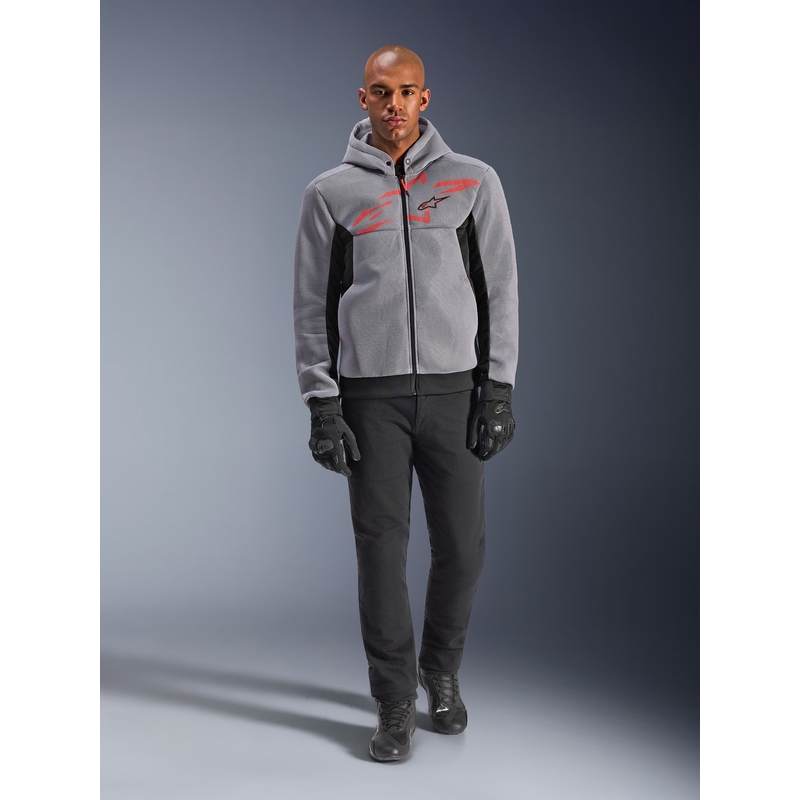 Мотоциклетен суитшърт Alpinestars Chrome Superairflow, черно-светло сиво-флуоресцентно червено