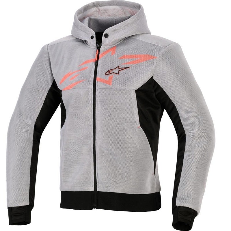 Мотоциклетен суитшърт Alpinestars Chrome Superairflow, черно-светло сиво-флуоресцентно червено