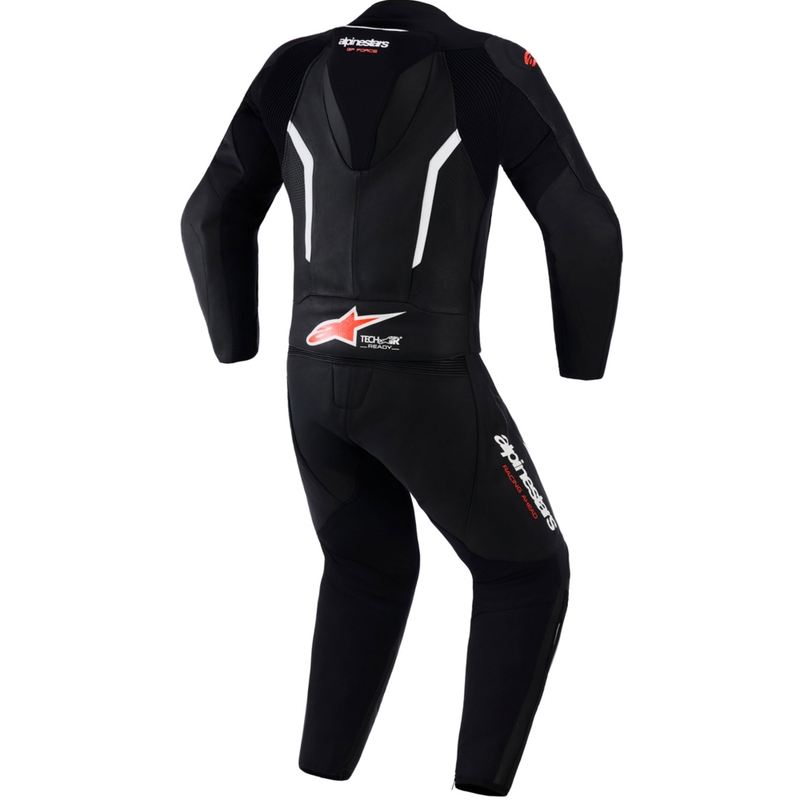 Кожен костюм Alpinestars GP Force V2 от две части, черно-бяло-флуоресцентно червено