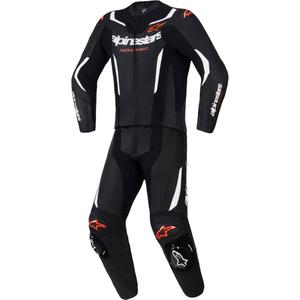 Кожен костюм Alpinestars GP Force V2 от две части, черно-бяло-флуоресцентно червено