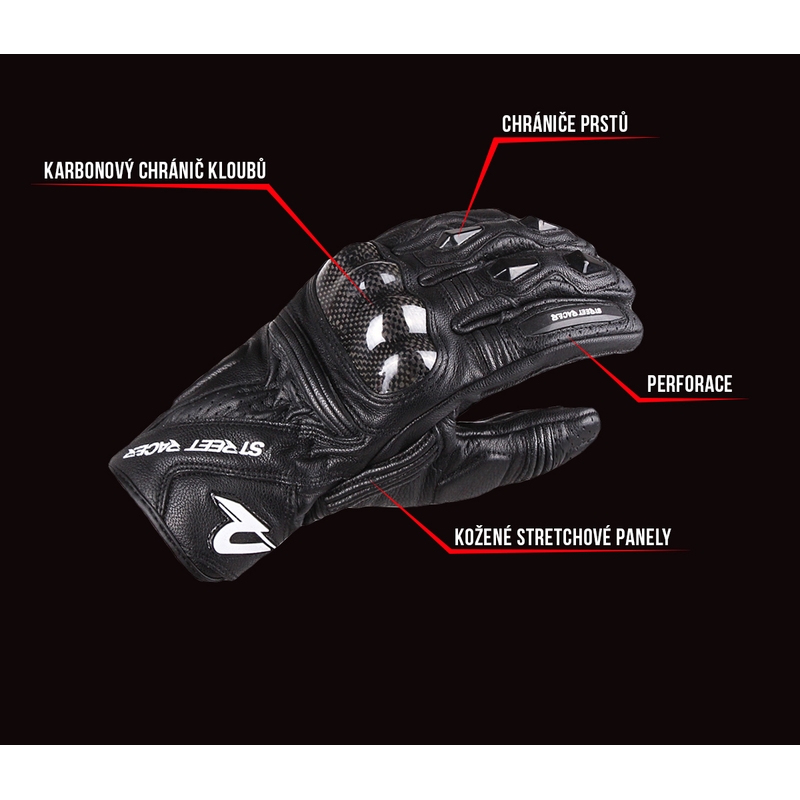 Rukavice na motorku Street Racer XTR černé výprodej