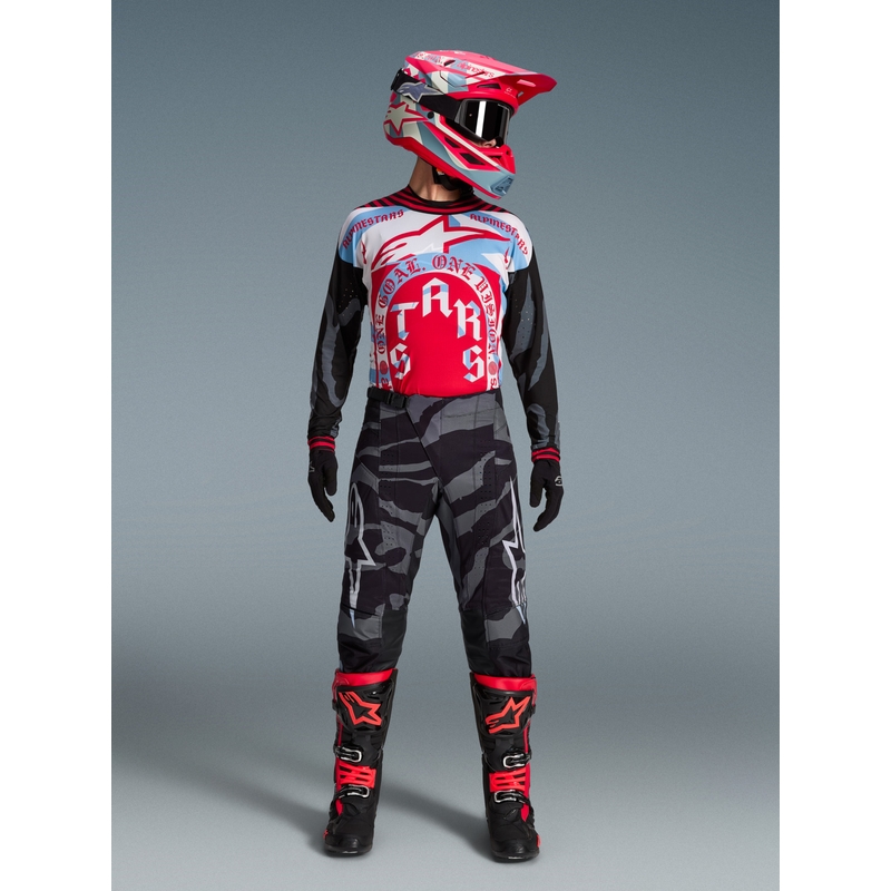 Мотокрос панталони Alpinestars Techstar limited edition Beast Coast, сиво-черно-оранжеви