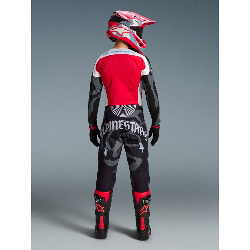 Мотокрос панталони Alpinestars Techstar limited edition Beast Coast, сиво-черно-оранжеви