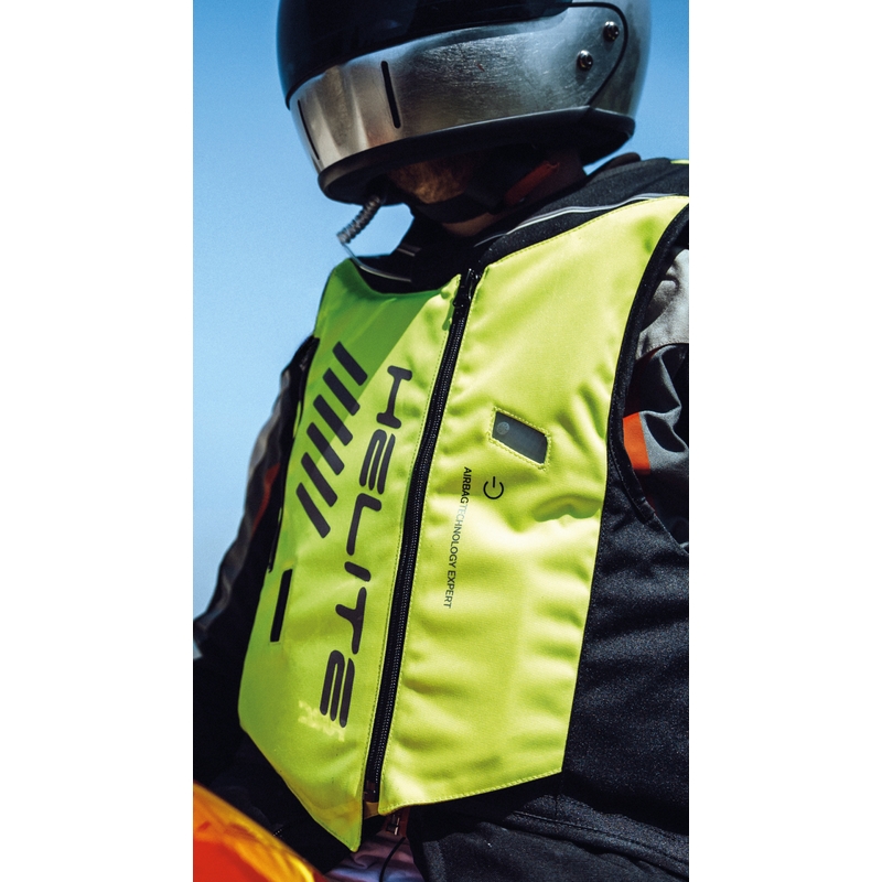 Жилетка с въздушна възглавница Helite Double Turtle Hivis в зелено-жълто