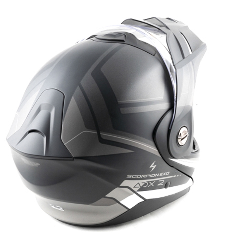 Scorpion ADX-2 LEWIS каска за мотоциклет с отваряща се конструкция, матово черно-сребриста