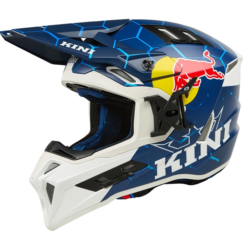 Мотокрос каска KINI Red Bull EXC синьо-бяла