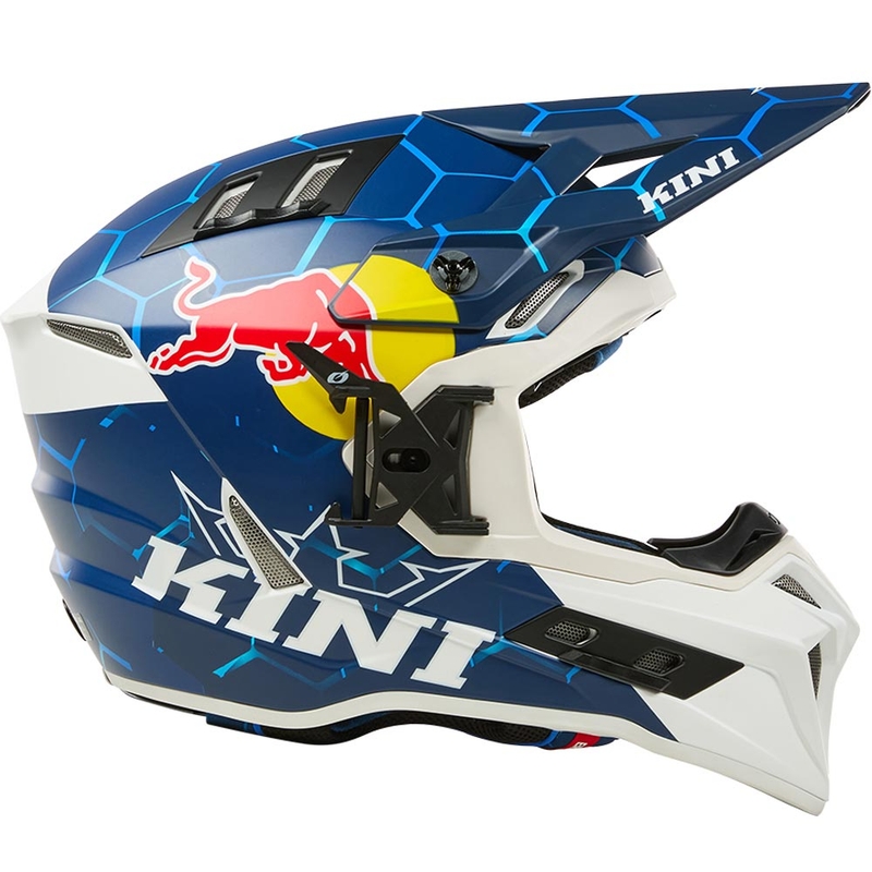 Мотокрос каска KINI Red Bull EXC синьо-бяла