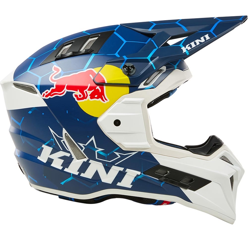 Мотокрос каска KINI Red Bull EXC синьо-бяла